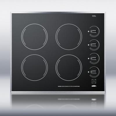 Summit 24 Inch Ceramic Four Burner Electric Cooktop - Black (CR424BL)