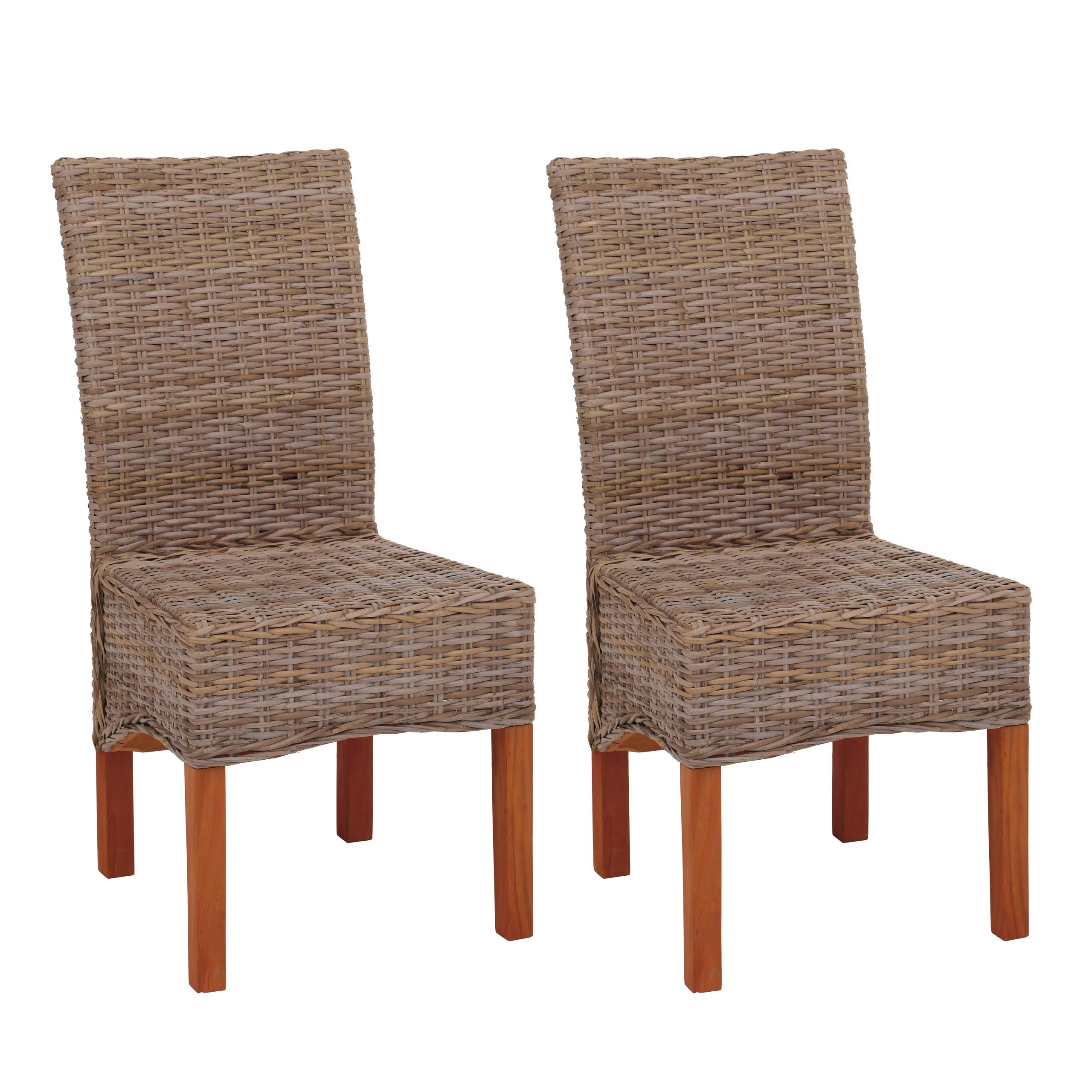 2er-Set Esszimmerstuhl Korbstuhl Stuhl M44, Kubu-Rattan ~ ohne Sitzkissen