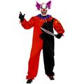 Smiffys Adult men's Cirque Sinister Scary Bo Bo the Clown Costume, Jumpsuit and Mask, Cirque Sinister, Halloween, Size S, 33474