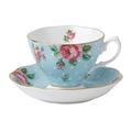 Royal Albert Modern Vintage POLBLU26135 Teacup & Saucer, 2 Piece Set Polka Blue, Multi Colour, Bone China