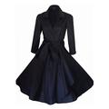 Vintage 40's 50's Style Rockabilly/Swing/Pin up Cotton Wrap Evening Party Cocktail Dress Sizes 4-28 ***UK Seller-Same Day Dispatch for Orders Placed Before 3pm***Large (12, Black)