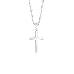 Elli Halskette Damen Kreuz Anhänger Basic mit Diamant (0.005 ct.) in 925 Sterling Silber