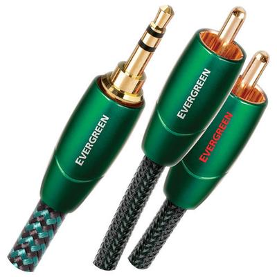 AudioQuest Evergreen 2' 3.5mm-to-RCA Interconnect Cable - Black/Green - EVERG0.6MR