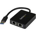 StarTech.com USB 3.0 to Dual Port Gigabit Ethernet Adapter w/ USB Port - 10/100/100 - USB Gigabit LAN Network NIC Adapter (USB32000SPT)