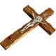 Wall Wood Cross St. Saint Benedict & Medal 25cm Holy Land Handmade Silver Plated Crucifix