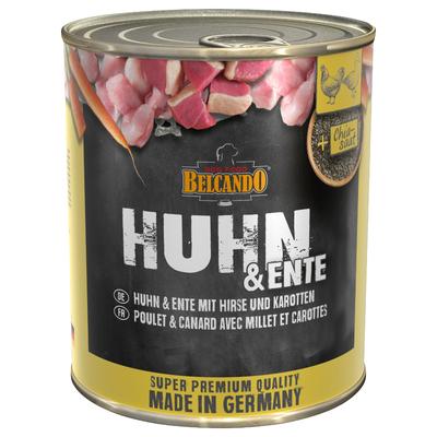 12 x 800 g BELCANDO Super Premium Nassfutter Hund: Huhn & Ente mit Hirse & Karotten