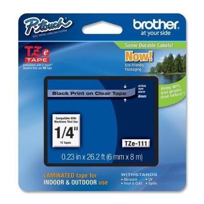 Brother TZe111 Laminated Tape for P-Touch Labelers (Black on TZE-111