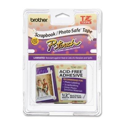 Brother TZeAF231 Acid-Free Tape (Black on White, 0.47" x 26. TZE-AF231