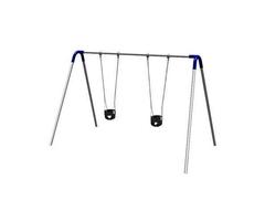 Ultra Play Playground Single Bay Commercial Bipod Swing Set with Tot Seats and Blue Yokes