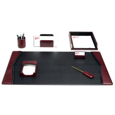 Dacasso 7 Piece Desk Set Leather in Red | 34 W in ...