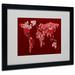 Trademark Fine Art "World Text Map 3" by Michael Tompsett Framed Textual Art Canvas, Wood in Red | 16 H x 20 W x 0.5 D in | Wayfair MT0293-B1620MF