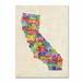 Trademark Fine Art California by Michael Tompsett - Wrapped Canvas Textual Art Print Metal in Green/Red/Yellow | 32 H x 22 W x 2 D in | Wayfair