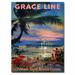 Trademark Fine Art 'Grace Line Cruises' by Unknown Framed Vintage Advertisement on Wrapped Canvas in Blue/Brown/Pink | 24 H x 18 W x 2 D in | Wayfair