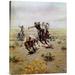 Global Gallery 'Cowboy Roping a Steer' by Charles M. Russell Painting Print on Wrapped Canvas in Brown/Gray | 30 H x 23.27 W x 1.5 D in | Wayfair