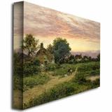 Trademark Fine Art "Worcestershire Cottages, 1912" by Benjamin Leader Painting Print on Wrapped Canvas in White/Black | 35 H x 47 W x 2 D in | Wayfair