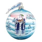G Debrekht Holiday Splendor Father Frost Ball Ornament Glass in Blue/Brown/White | 3.5 H x 3 W x 3 D in | Wayfair 73317