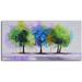 My Art Outlet 'Blue & Green Copse' Painting on Wrapped Canvas 27.0 H x 54.0 W x 1.0 D in blue/green/indigoCanvas in Green;gray | Wayfair A 0106