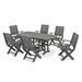 POLYWOOD® Signature Folding Chair 7-Piece Outdoor Dining Set Plastic in Gray | Wayfair PWS151-1-GY