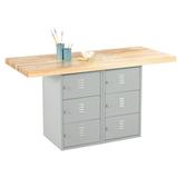 Shain Two Station 64"W Wood Top Workbench Wood/Steel in Brown/Gray | 33.25 H x 64 W x 28 D in | Wayfair WB6A -0V