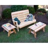 Creekvine Designs Cedar Benches 3 Piece Sofa Seating Group Wood in Brown | Outdoor Furniture | Wayfair WRF1110SETCVD
