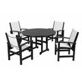 POLYWOOD® Coastal 5-Piece Round Farmhouse Outdoor Dining Set Wood/Plastic in Black | Wayfair PWS155-1-BL901