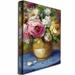 Trademark Fine Art "Flowers in a Gold Vase" by Rio Painting Print on Canvas Metal in Blue/Pink | 32 H x 24 W x 2 D in | Wayfair MA0175-C2432GG