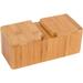 Trademark Innovations Bamboo Salt Cellar Set Wood in Brown | 2.75 H x 7.1 W in | Wayfair BAMBOO-DBL-BOX