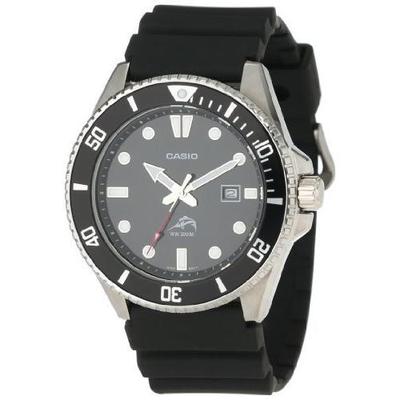 Casio Stainless Steel Black Resin Dive Watch - MDV106-1A - Men