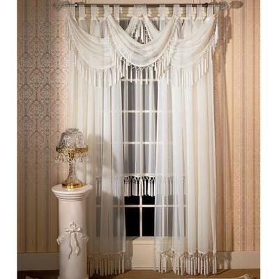 Rajah Pearl Semi Sheer Tab Top Curtain Panel, 60 x 95, Ivory