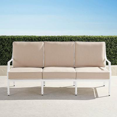 Grayson Sofa with Cushions in White Aluminum - Standard, Sand with Natural Piping - Frontgate