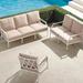 Grayson 3-pc. Sofa Set in White Finish - Sand with Natural Piping, Sand with Natural Piping - Frontgate