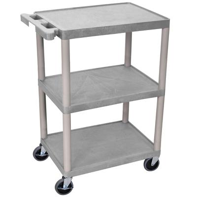 Luxor HE34-G Gray 3 Shelf Utility Cart - 18" x 24" x 32 1/2"