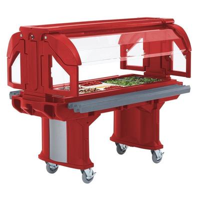 Cambro Low Height 6' Versa Food And Salad Bar With Heavy Duty Casters (VBRLHD6158) - Hot Red
