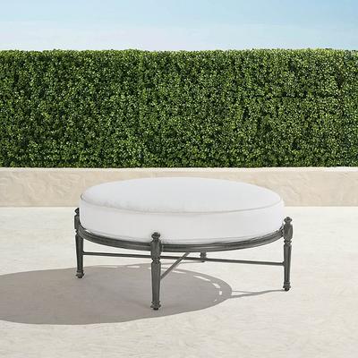 Carlisle Round Ottoman with Cushion in Slate Aluminum - Standard, Rain Cobalt - Frontgate