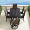 Carlisle Woven 7-pc. Rectangular Dining Set in Onyx Aluminum - Onyx Finish with Onyx Wicker - Frontgate