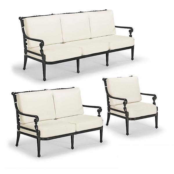 carlisle-seating-replacement-cushions---rumor-vanilla-with-dupione-sand-piping-40"-round-ottoman,-solid,-40"-round-ottoman---frontgate/