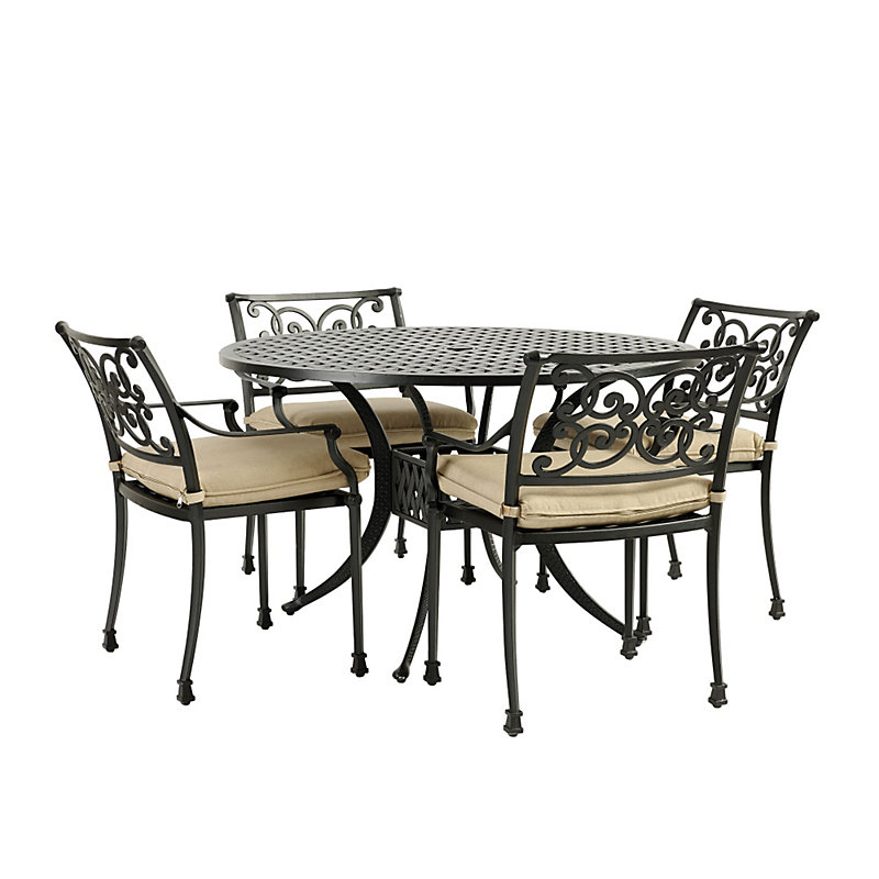 Amalfi 5-Piece 48" Round Dining Set with 4 Cushions - Ballard Designs
