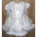 Stunning Baby Girls Maribou trim Christening Gown (6-12months)