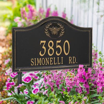 Designer Arch Lawn Address Plaque - Bronze/Gold Plaque with Fleur-de-Lis, Standard, 2 Lines - Frontgate