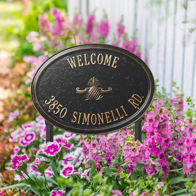 Designer Oval Lawn Address Plaque - Bronze/Gold Plaque with Shell, Estate, 1 Line - Frontgate