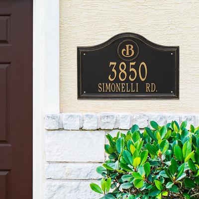 Designer Arch Wall Address Plaque - Bronze/Verdigris Plaque with Monogram, Standard, 1 Line - Frontgate