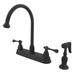 Kingston Brass Vintage Double Handle Kitchen Faucet w/ Side Spray in Brown | Wayfair KB3755BLBS