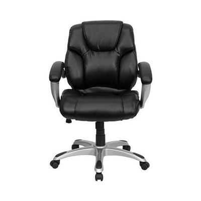 Leather Mid-Back Office Computer Chair, Black