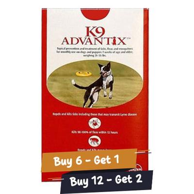 K9 Advantix Large Dogs 21-55 Lbs (Red) 4 Doses
