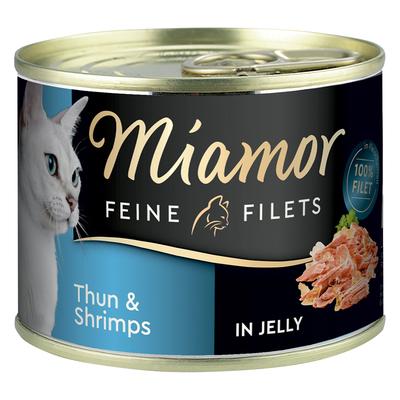 12x185g Feine Filets in Jelly Thunfisch & Shrimps Miamor Katzenfutter nass