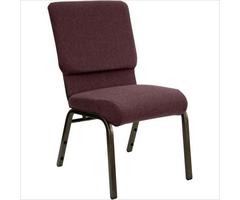 18.5''W Plum Fabric Stacking HERCULES Church Chair - Gold Vein Frame - FD-CH02185-GV-005-GG