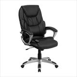 High Back Massaging Black Leather Executive Office Chair - Silver Base - BT-9806HP-2-GG screenshot. Chairs directory of Office Furniture.