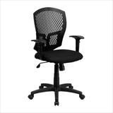 Mid-Back Designer Back Task Chair - Padded Fabric Seat & Arms - WL-3958SYG-BK-A-GG screenshot. Chairs directory of Office Furniture.