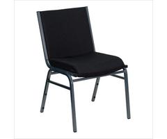 HERCULES Heavy Duty, 3'' Thickly Padded, Black Upholstered Stack Chair - XU-60153-BK-GG