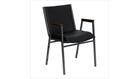 HERCULES Heavy Duty, 3'' Thickly Padded, Black Vinyl Upholstered Stack Chair with Arms - XU-60154-BK